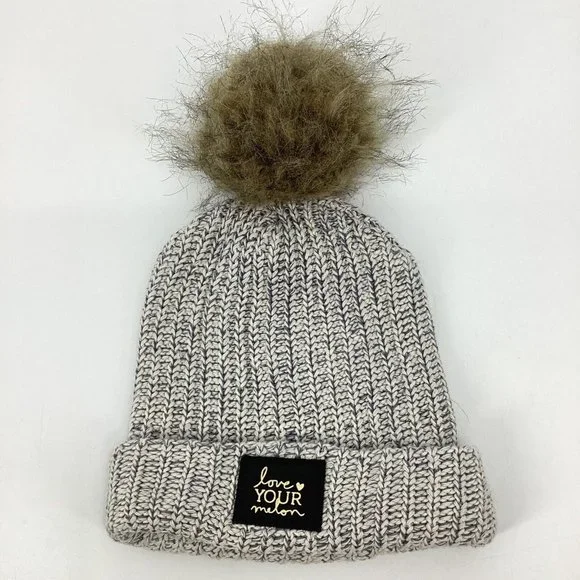 Love Your Melon Marled Gray Knit Beanie with Black Pom The Monochrome Collection is officially live. 10 colors  main image 4